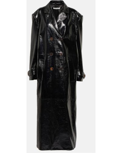 Alessandra Rich Double-breasted Leather Coat - Black