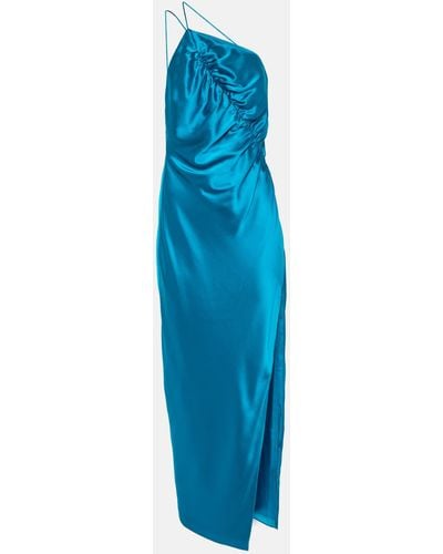 The Sei One-shoulder Silk Satin Midi Dress - Blue