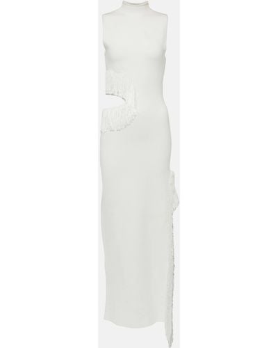 Galvan London Nova Beaded Compact Knit Gown - White