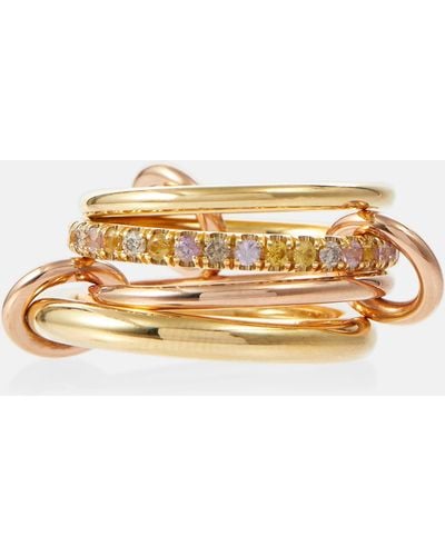 Spinelli Kilcollin Nimbus 18kt Gold And Rose Gold Linked Rings With Sapphires And Diamonds - Metallic