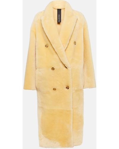 Blancha Double-breasted Shearling Coat - Yellow