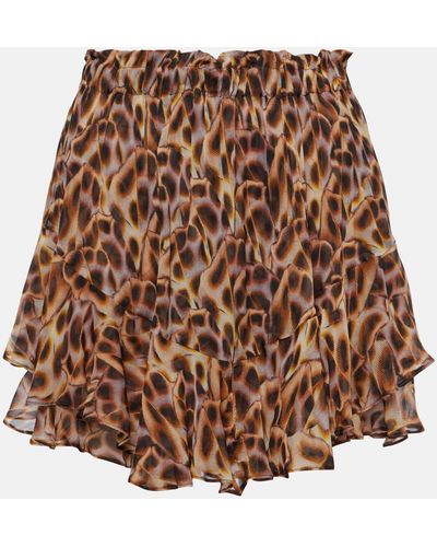 Isabel Marant Sornel Printed Ruffled Shorts - Brown