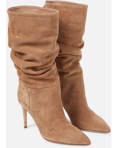 Paris Texas Slouchy Suede Boots - Brown