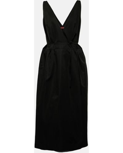 Altuzarra Anouk V-neck Cotton-blend Midi Dress - Black