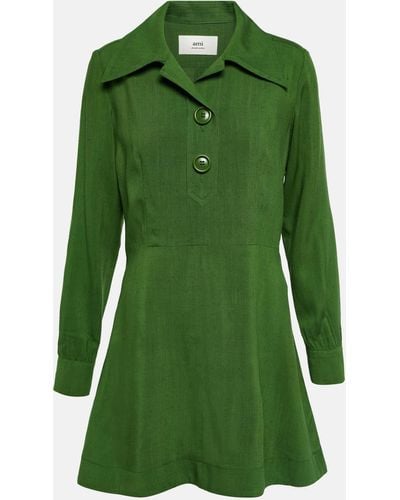 Ami Paris Silk-blend Minidress - Green