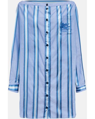 Etro Striped Off-shoulder Minidress - Blue