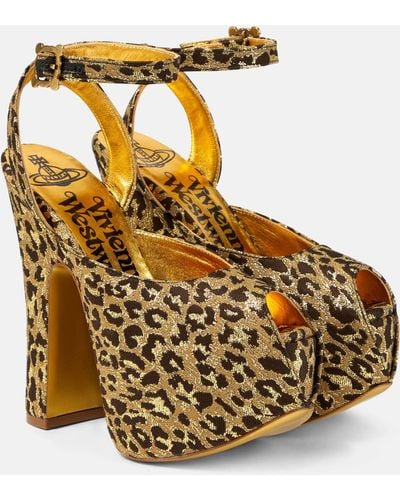 Vivienne Westwood Vargas Leopard-print Platform Sandals - Metallic