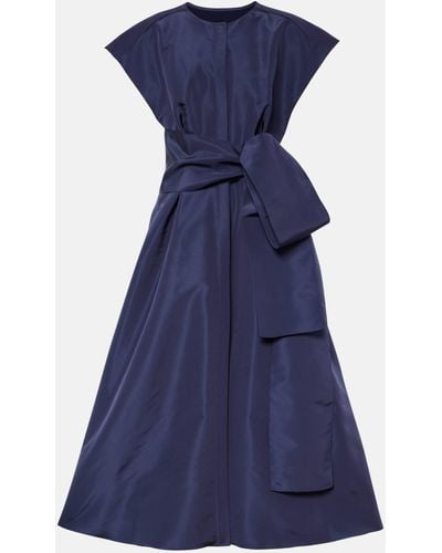 Carolina Herrera Bow-detail Silk Midi Dress - Blue
