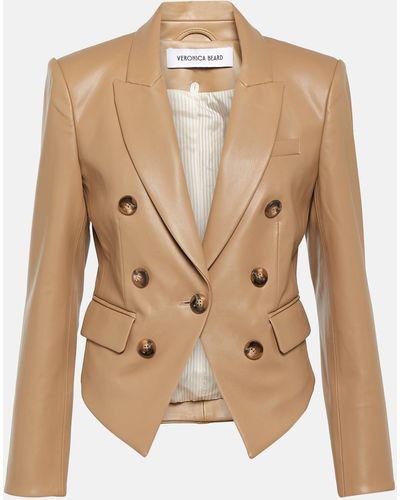 Veronica Beard Cooke Single-breasted Faux Leather Jacket - Natural