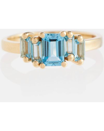 Suzanne Kalan Amalfi 14kt Gold Ring With Emerald And Topaz - Blue