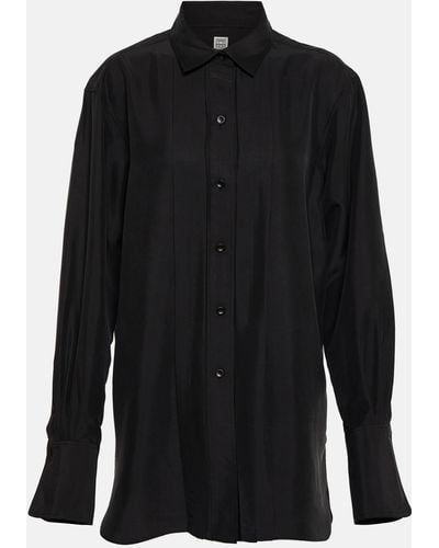 Totême Oversized Silk Shirt - Black