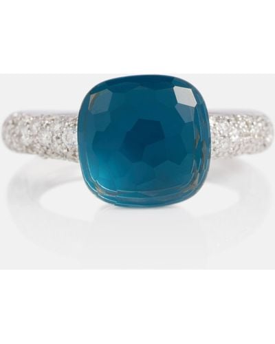 Pomellato Nudo 18kt Gold Ring With London Blue Topaz And Diamonds