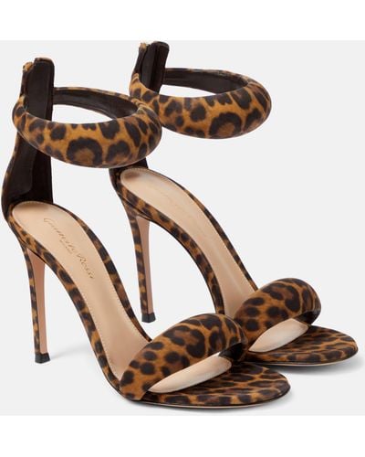 Gianvito Rossi Bijoux Leopard-print Leather Sandals - Brown