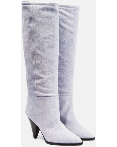Isabel Marant Ririo Denim Knee-high Boots - White