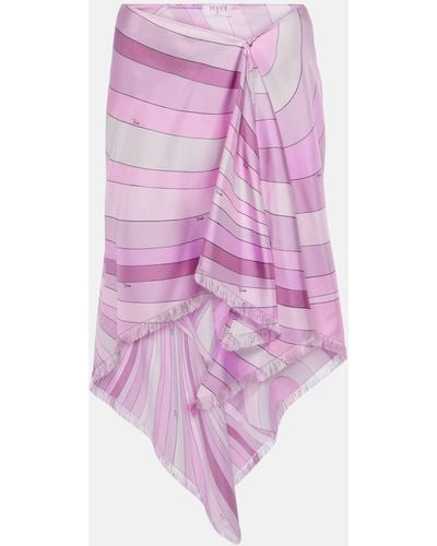 Emilio Pucci Iride Asymmetric Silk Miniskirt - Pink
