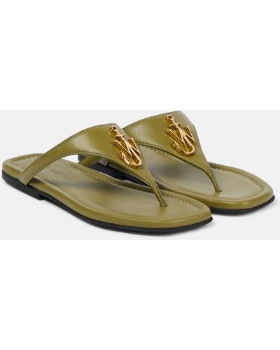 JW Anderson Anchor Leather Thong Sandals - Green