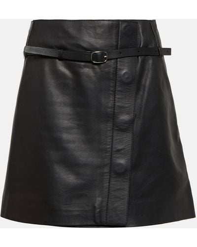 Yves Salomon Wrap Leather Miniskirt - Black