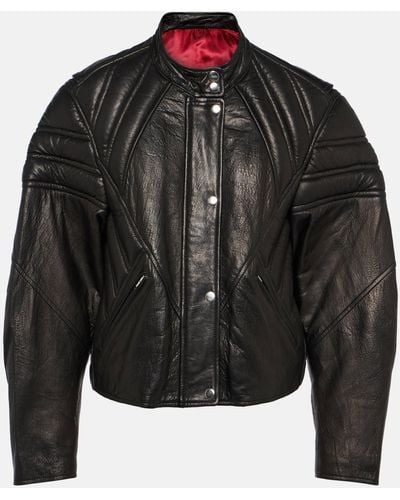 Isabel Marant Padded-panels Leather Jacket - Black