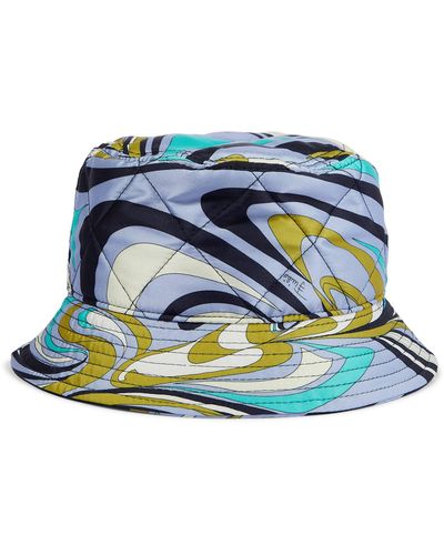 Emilio Pucci Printed Quilted Bucket Hat - Blue