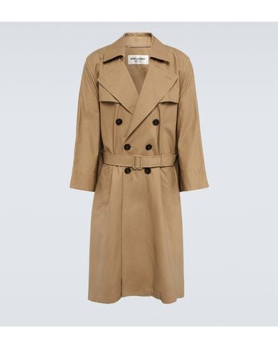 Saint Laurent Double-breasted Cotton Trench Coat - Natural
