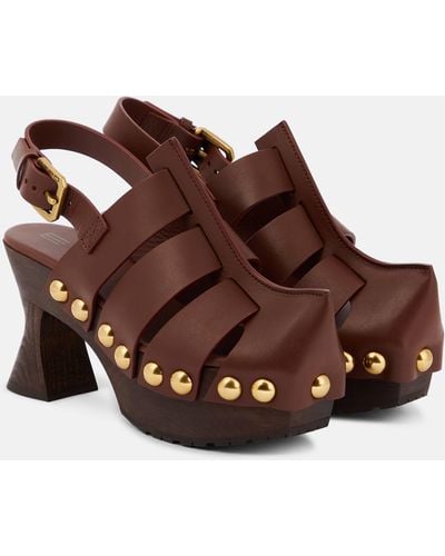 Etro Leather Clogs - Brown
