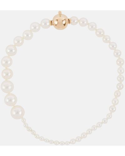 Sophie Bille Brahe Petite Peggy 14kt Gold And Pearl Bracelet - White