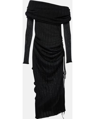 Alaïa Draped Off-shoulder Maxi Dress - Black