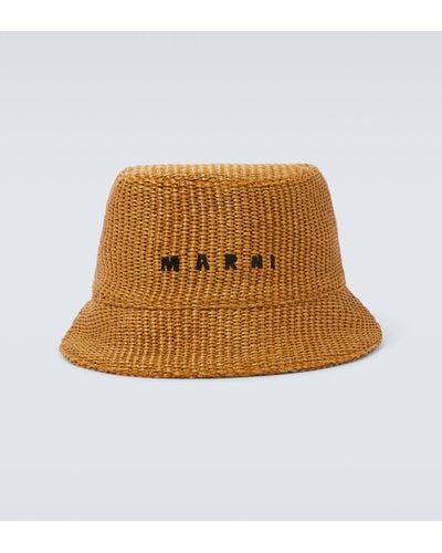 Marni Raffia-effect Bucket Hat - Brown