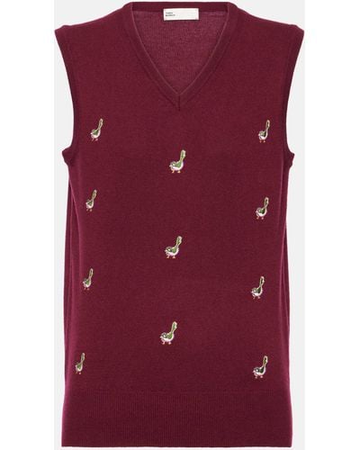 Tory Sport Embroidered Cashmere Sweater Vest - Purple