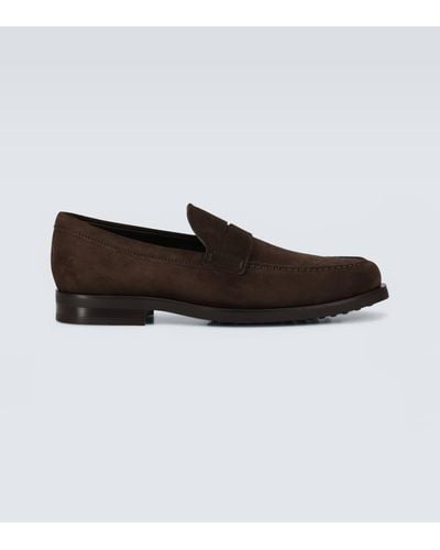 Tod's Suede Penny Loafers - Black