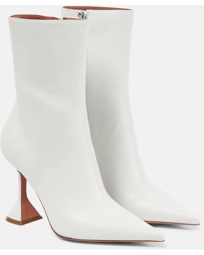 AMINA MUADDI Giorgia Glass 95 Leather Ankle Boots - White