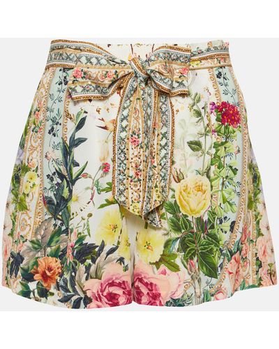Camilla Floral High-rise Silk Crepe Shorts - Multicolour