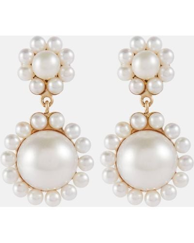 Sophie Bille Brahe Deux Jeanne 14kt Yellow Gold Single Earring With Pearls - White