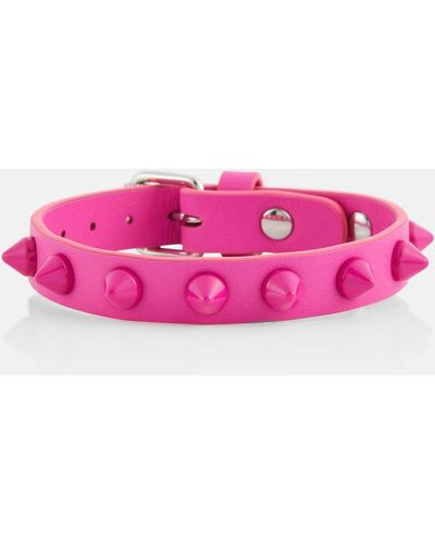 Christian Louboutin Loubilink Embellished Leather Bracelet - Pink