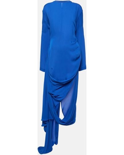 Acne Studios Gathered Asymmetric Midi Dress - Blue