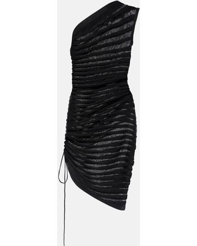 Alaïa Open-knit Ruched Minidress - Black