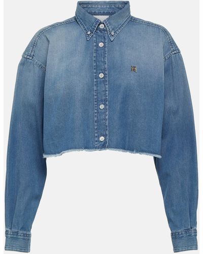 Givenchy 4g Cropped Denim Shirt - Blue