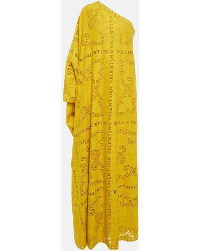 Valentino Cutwork One-shoulder Gown - Yellow