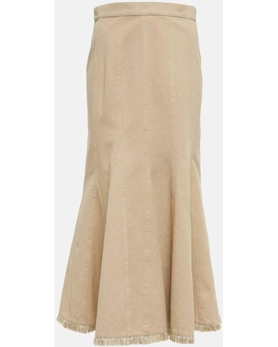 Max Mara Pleated High-rise Cotton Midi Skirt - Natural