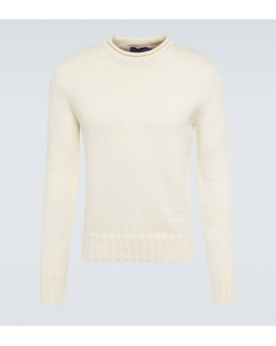 Ralph Lauren Purple Label Mockneck Cotton-blend Sweater - White
