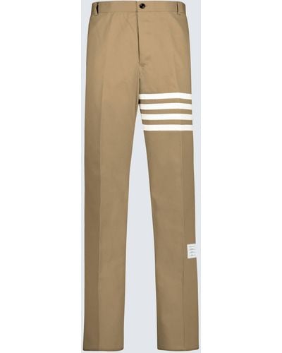 Thom Browne 4-bar Cotton Twill Pants - Natural