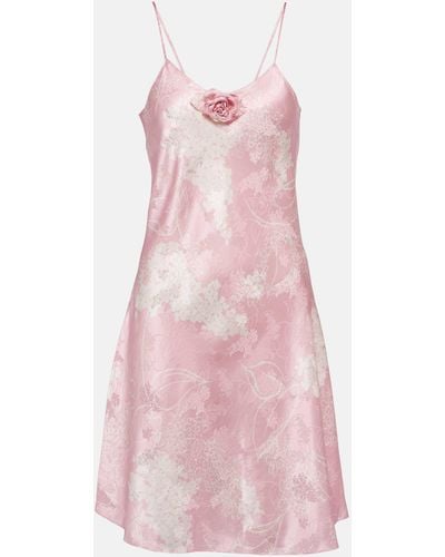 Rodarte Printed Silk Slip Minidress - Pink