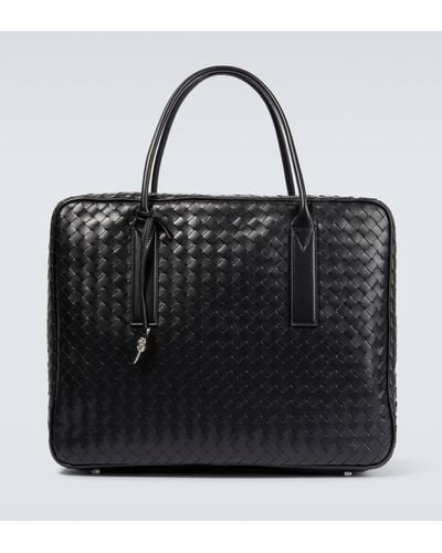 Bottega Veneta Intrecciato Briefcase - Black