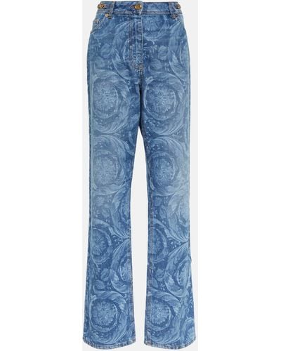 Versace Barocco High-rise Straight Jeans - Blue