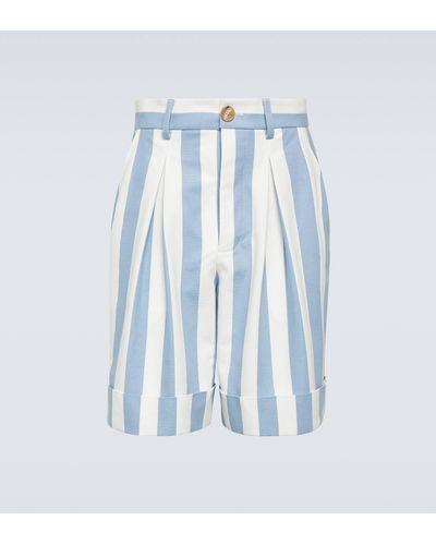 King & Tuckfield Striped Cotton Shorts - Blue