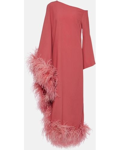 ‎Taller Marmo Ubud Extravaganza Feather-trimmed Gown - Red