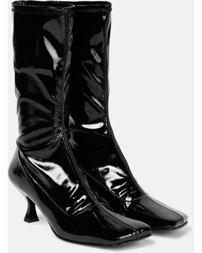 Souliers Martinez Lola Faux Leather Ankle Boots - Black