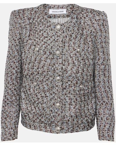 Veronica Beard Ferazia Metallic Tweed Jacket - Grey