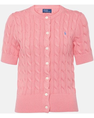 Polo Ralph Lauren Plaited Cardigan With Short Sleeves - Pink