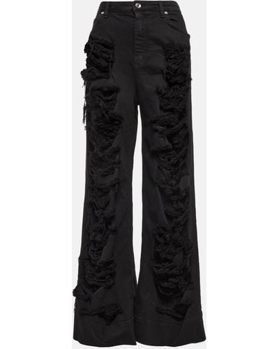 Dolce & Gabbana X Kim Distressed High-rise Flared Jeans - Black